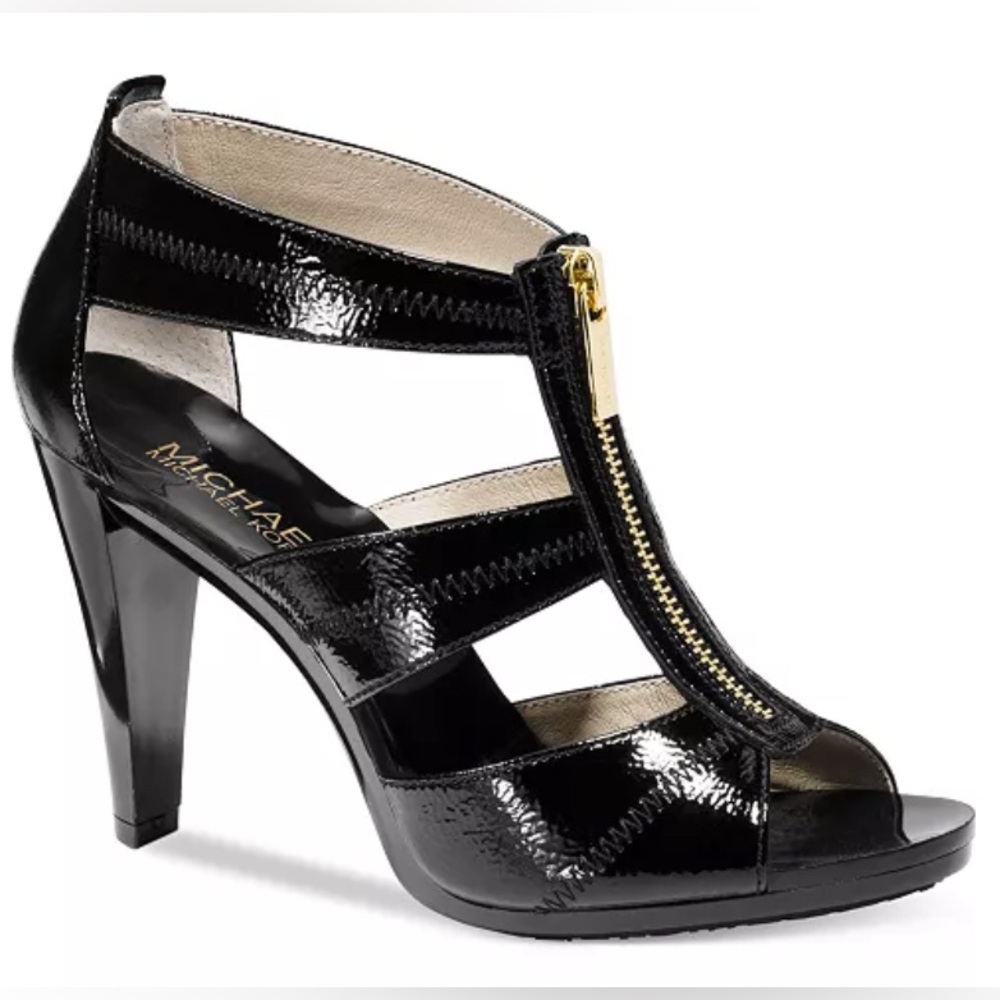 MICHAEL Michael Kors Black Berkley T-Strap Black Sandals | 8.5